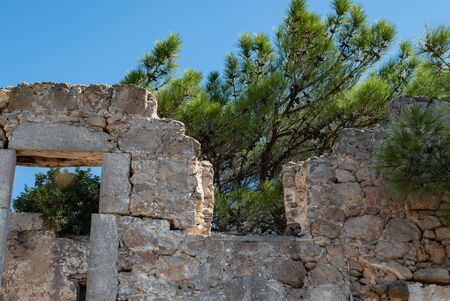 Architecture Details of Ancient Greek Walls on Kos Island Greeceの写真素材