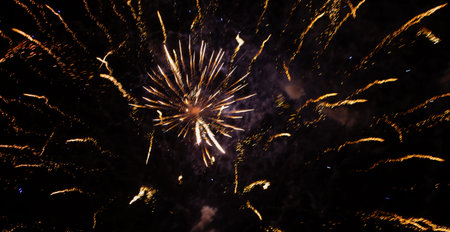 Long exposure and background of New Year fireworks at the turn of the year
