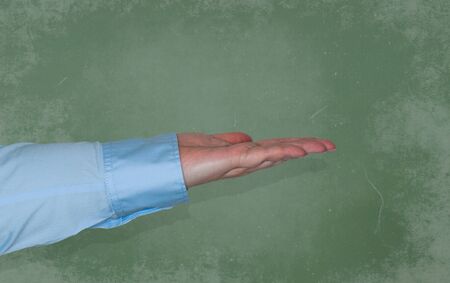 Women hand shows a gesture as a sign languageの写真素材