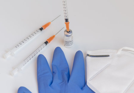 Vaccine box with the vaccine COVID-19 mRNA COMIRNATY from BioNTechのeditorial素材