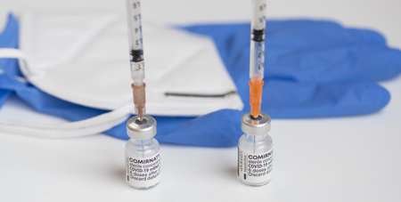 Vaccine box with the vaccine COVID-19 mRNA COMIRNATY from BioNTechのeditorial素材