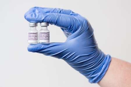 Vaccine box with the vaccine COVID-19 mRNA COMIRNATY from BioNTechのeditorial素材