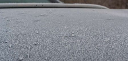 Ice crystals on a car roofの写真素材