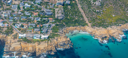 Camps Bay near Cape Town from the air South Africaの写真素材