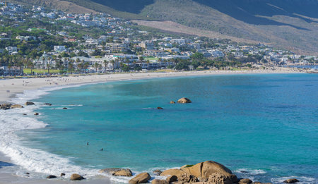 Camps Bay near Cape Town from the air South Africaの写真素材