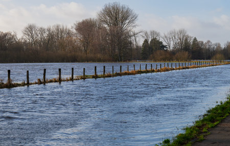 Fields and meadows flooded after a stormの写真素材