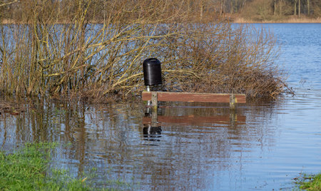 Fields and meadows flooded after a stormの写真素材