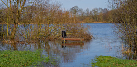 Fields and meadows flooded after a stormの写真素材