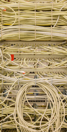 RJ45 copper network cable to distribution switches in a data centerの写真素材