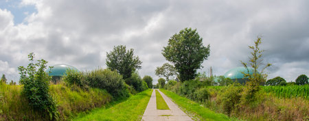 Biogas plant for power generation and energy generationの写真素材