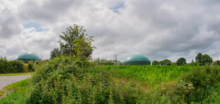Biogas plant for power generation and energy generationの写真素材