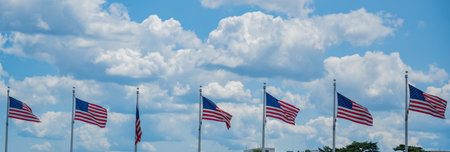 USA flag on a flagpole in Washington, DC, USAの写真素材