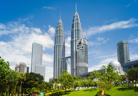 Modern cityscape with Petronas towers in Kuala Lumpur