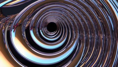 Futuristic Harmony Vibrant Chrome Effect in Spiral Abstract Wave Patternの素材