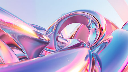 Chromatic Loop Elegance Shimmering 3D Geometry with Chrome Holo Effectの素材