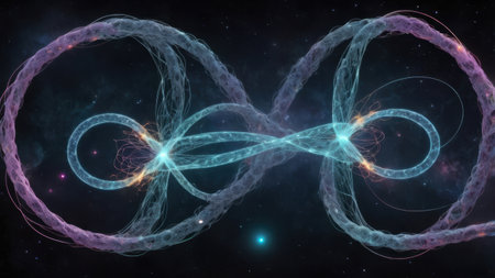 Quantum entanglement illustrates the complex connections between particles, challenging our understanding of reality.の素材