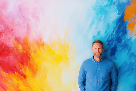 Participants revel in colors during Holi, celebrating joy and togetherness in a lively outdoor celebration.の素材