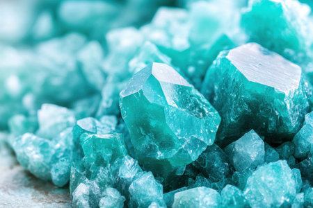 Malachite crystals display vibrant green hues and distinct shapes, highlighting their natural beauty and elegance.の素材