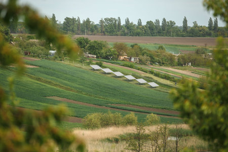 Solar panels placed garden, great design for any purposes. Technology , environment , ecology...