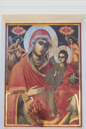 Fragment of the wall of the church of Our Lady of Kazan Icon on the territory of the Novodevichy Convent,Russia,St.Petersburgのeditorial素材