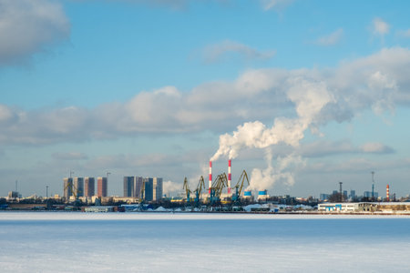 Factory and port across the river