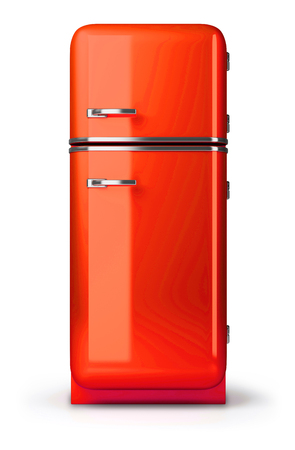 3D render red fridgeの写真素材