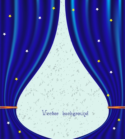 Blue theatre curtain vector with starsのイラスト素材