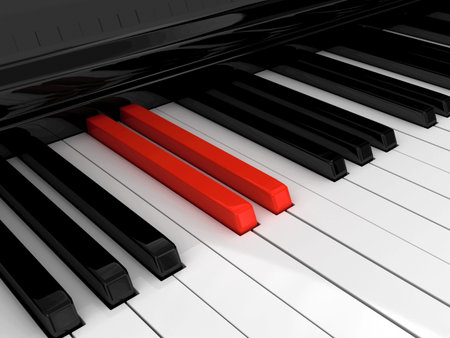 Piano red keyの写真素材