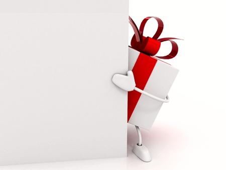 gifts behind wallの写真素材