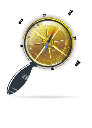 magnifying search glass compass vectorのイラスト素材