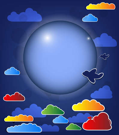 Abstract dark background with moon and clouds vectorのイラスト素材