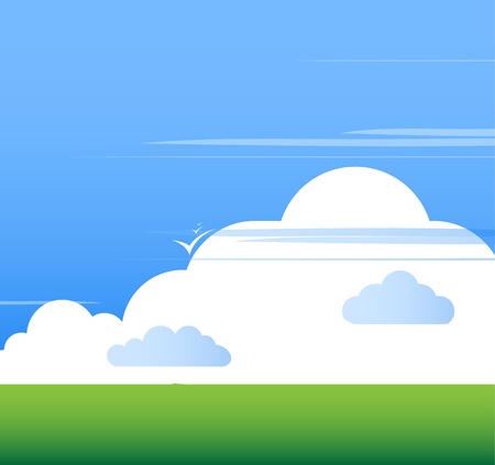 Cloud background with grass vectorのイラスト素材
