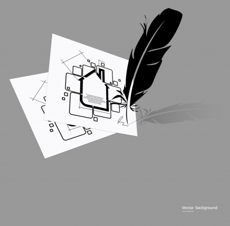real estate circuit vector with featherのイラスト素材