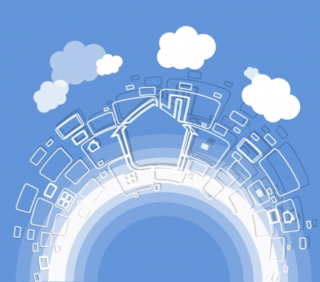 city real estate rainbow format backgroundのイラスト素材