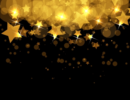 abstract gold stars on dark backgroundのイラスト素材