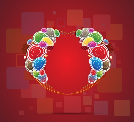Abstract heart from color circles backgroundのイラスト素材