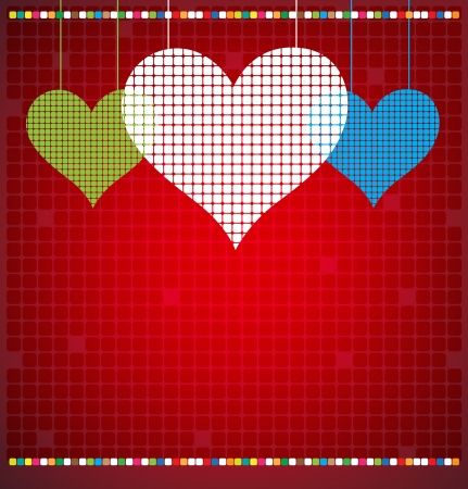 Abstract color pixel heart mosaic backgroundのイラスト素材