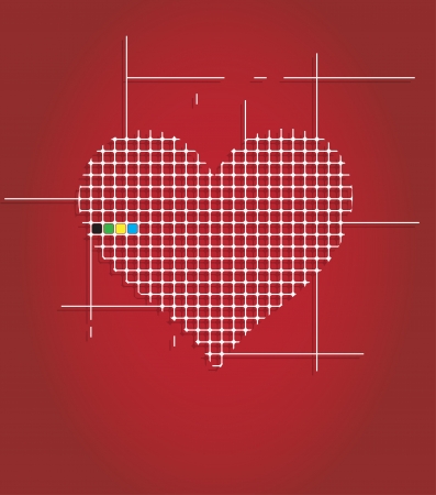 Abstract circuit pixel heart mosaic backgroundのイラスト素材