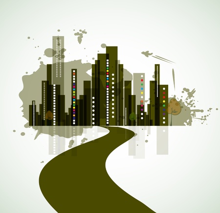 real estate city background landscape urbanのイラスト素材