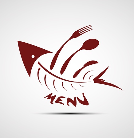 abstract stylized fish menu for restaurantのイラスト素材