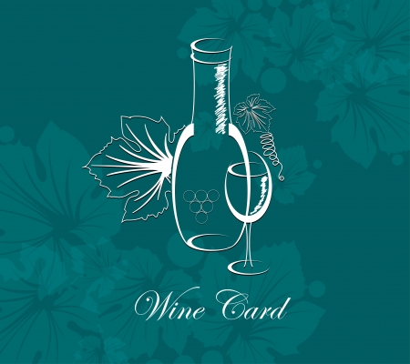wine card background alcohol drink glass and bottleのイラスト素材