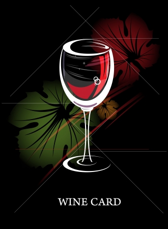 wine card concept menu with grape leavesのイラスト素材
