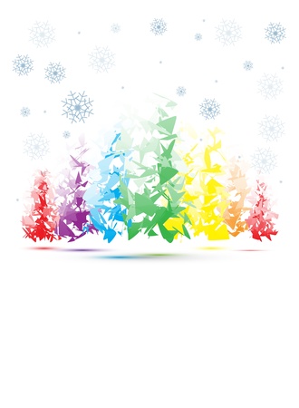 abstract christmas trees with snow flakeのイラスト素材