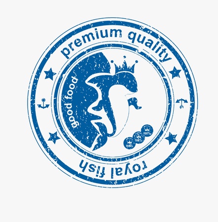 Grunge royal Sea Food rubber stampのイラスト素材