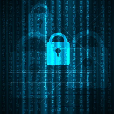 Abstract digital conceptual technology security background with lockのイラスト素材