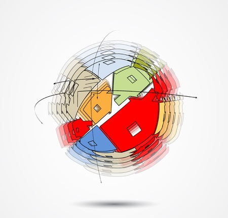 real estate city built house business backgroundのイラスト素材