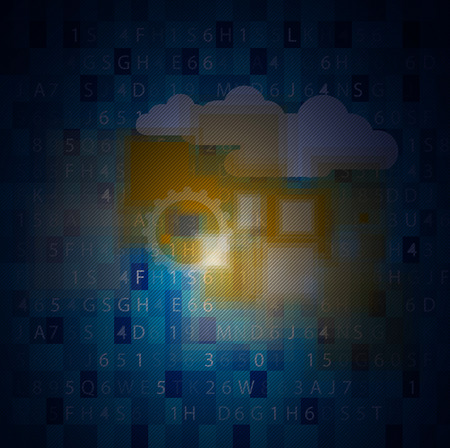 Model of Integration technology with cloud in the sky. Best ideas for Business presentationのイラスト素材