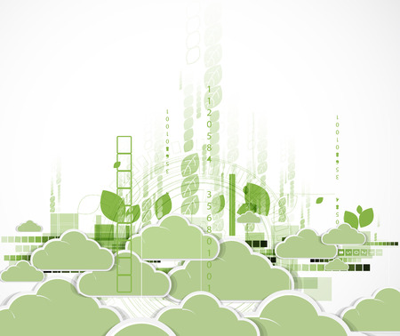Abstract green technolgy business concept with cloud. Ecology backgroundのイラスト素材