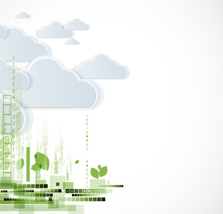 Abstract green technolgy business concept with cloud. Ecology backgroundのイラスト素材