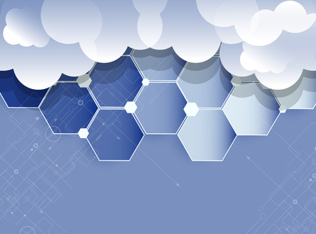 Model of Integration technology with cloud in the sky. Best ideas for Business presentationのイラスト素材
